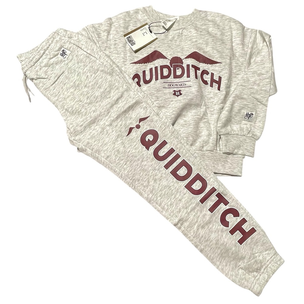 H&M Harry Potter Quidditch kids unisex gray sweatshirt and sweats outfit 8/9 - Picture 3 of 8